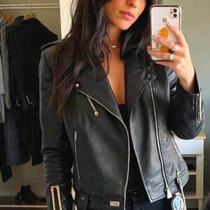 Brand New Black Faux Leather Jacket with Silver Zippers; ASOS boyfriend fit